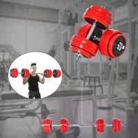 HOMCOM 30KGS Two-In-One Dumbbell & Barbell Adjustable Set Strength Muscle Exercise Fitness Plate Bar Clamp Rod Home Gym Sports Area(m-9)