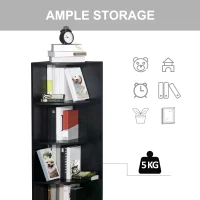 HOMCOM 4 Tier Wood Corner Shelf  Unit Freestanding Fan Bookshelf Plants Stand Black(m-5)