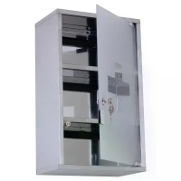 HOMCOM 3 Tier Stainless Steel Wall Mounted Medicine Cabinet Glass Lockable Door Storage Shelves Houseware Bathroom Furniture w/2 Keys(m-8)