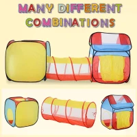 HOMCOM 3 in 1 Pop Up House Tent Play Tunnel Set Toddlers Crawl Tunnel Kids Playhouse Indoor Outdoor Garden Use Multicolor 230 x 70 x 89 cm(m-7)