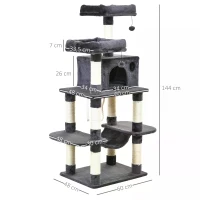 PawHut 4-Level Plush Cat Tree Activity Center w/ Sisal Scratching Posts Perch Condo Hammock(m-3)