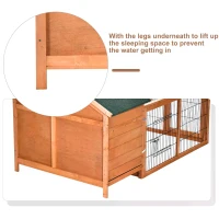 PawHut Wooden Rabbit Guinea Pig Hutch Detachable Pet House Animal Cage with Openable Run & Roof Lockable Door Slide-out Tray 146 x 95 x 69cm(m-7)