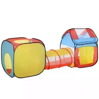 HOMCOM 3 in 1 Pop Up House Tent Play Tunnel Set Toddlers Crawl Tunnel Kids Playhouse Indoor Outdoor Garden Use Multicolor 230 x 70 x 89 cm(m-8)
