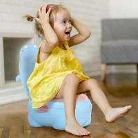 HOMCOM Portable Baby Potty Kids Children Training Toilet Chair Toddler Trainer Stool with Cushion 6 Months - 6 Years Blue(m-2)