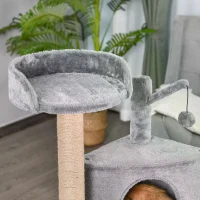 PawHut Cat Tree Condo Tower Multi-level Height 112cm Kittens Activity Stand House with Toys & Various Scratching Posts(m-5)