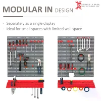 DURHAND 54 Pcs On-Wall Tool Equipment Holding Pegboard Home DIY Garage Organiser DIY w/ 50 Pegs 2 Shelves(m-5)