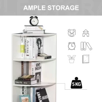 HOMCOM Corner Shelf 4 Tier Fan Bookshelf Plants Stand Wood Freestanding Unit White(m-5)