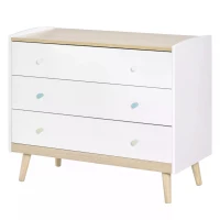 HOMCOM Kids Chest of Drawers Wardrobe Storage Tower Organizer Closet with Solid Wood Handles Anti-toppling Device for Bedroom 90 x 40 x 75.2cm White(m-4)