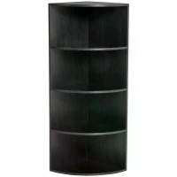 HOMCOM 4 Tier Wood Corner Shelf  Unit Freestanding Fan Bookshelf Plants Stand Black(m-11)