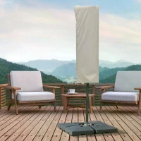 Outsunny Cantilever Umbrella Cover Outdoor Parasol Protector Weatherproof Garden Patio with Rod, Zipper - Khaki(m-2)