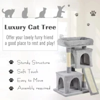 PawHut Cat Tree for Indoor Cats 83cm Cat Scratching Post Scratch Board Kitten Tower Climbing Frame Grey(m-4)