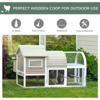 PawHut Wooden Chicken Coop Outdoor Hen House Poultry Cage with Removable Tray Nesting Box Backyard, 167.5 x 109 x 100cm, Grey(m-4)