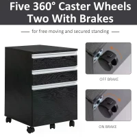 HOMCOM 3-Drawer Mobile File Cabinet Office Filing Cabinet Rolling End Organizer Dark Wood Grain(m-5)