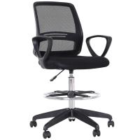 Vinsetto Drafting Chair, Draughtsman Chair, Mesh Tall Office Chair with Adjustable Height, Foot Ring, Swivel Wheels