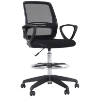 Vinsetto Drafting Chair, Draughtsman Chair, Mesh Tall Office Chair with Adjustable Height, Foot Ring, Swivel Wheels(m-1)