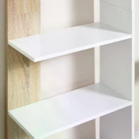 HOMCOM 5-Tier Multi-Use Shelf Freestanding Rack Organizer Display Bookcase Home Storage Utility Stand Multifunctional Holder Oak Color & White(m-5)