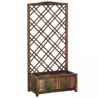 Outsunny 60x30x123cm Raised Bed with Trellis Standing Lattice Panels for Plants,Flowers or Vine Garden Outdoor Indoor, 60x30x122.5cm, Brown(m-7)