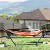 Outsunny Fabric Hammock Bed with Stand, Free Standing Adjusytable Lounge Chair Includes Portable Carrying Case for Outdoor or Indoor(m-2)