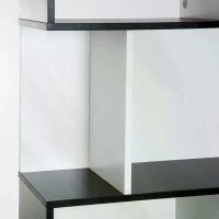 HOMCOM 5-tier Bookcase Storage Display Shelving S Shape design Unit Divider Black(m-8)