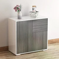 HOMCOM High Gloss Frame Sideboard, Side Cabinet, Push-Open Design with 2 Drawer for Living Room, Bedroom, Grey(m-2)