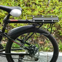 HOMCOM Aluminum Rear Bike Pannier Rack Carrier Max 25kg Load, Adjustable Bicycle Back Seat Rack Holder w/ Red Reflector For Cycling Camping Touring Sport(m-2)