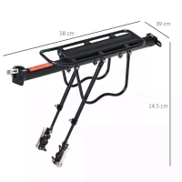 HOMCOM Aluminum Rear Bike Pannier Rack Carrier Max 25kg Load, Adjustable Bicycle Back Seat Rack Holder w/ Red Reflector For Cycling Camping Touring Sport(m-3)