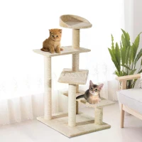 PawHut Cat Tree Kitten Scratch Scratching Scratcher Sisal Post Climbing Tower Activity Centre Beige(m-2)