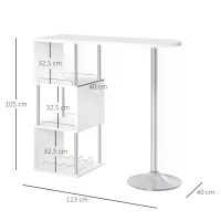 HOMCOM Modern Bar Table Accent Console Serving Buffet with 3-bottle Wine Rack & Side Storage Shelf(m-3)