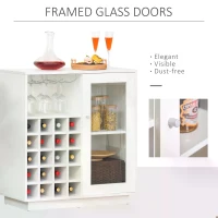 HOMCOM Modern Sideboard Wine Cabinet Cupboard with Glass Door,20-Bottle Wine Rack for Living Room, Home Bar, Dining Room(m-6)