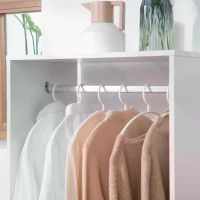 HOMCOM Open Wardrobe with Hanging Rod and Storage Shelves Mobile Garment Rack on Wheels Bedroom, Cloakroom, White(m-8)