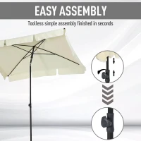 Outsunny Aluminium Sun Umbrella Parasol Patio Garden Rectangular Tilt 2M x 1.25M Off-White(m-6)