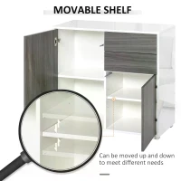 HOMCOM High Gloss Frame Sideboard, Side Cabinet, Push-Open Design with 2 Drawer for Living Room, Bedroom, Grey(m-5)