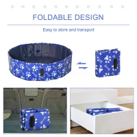 PawHut Foldable Dog Paddling Pool Pet Cat Swimming Pool Indoor/Outdoor Collapsible Bathing Tub Shower Tub for Puppy, Φ120 × 30H cm, L Sized(m-4)