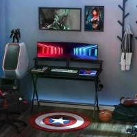 HOMCOM 47 inch/1.2M Gaming Computer Desk Writing Racing Table Workstation with Headphone Hook Curved Front Adjustable Feet for Home Office Use(m-2)