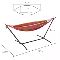 Outsunny Fabric Hammock Bed with Stand, Free Standing Adjusytable Lounge Chair Includes Portable Carrying Case for Outdoor or Indoor(m-3)