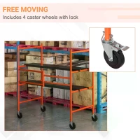 HOMCOM Multi Purpose Scaffolding Ladder with Locking Wheels, Adjustable Working Platform, Steel Frame(m-5)