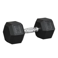 HOMCOM 12.5KG Single Rubber Hex Dumbbell Portable Hand Weights Dumbbell Home Gym Workout Fitness Hand Dumbbell(m-1)