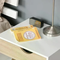 HOMCOM Bedside Table with Drawer and Shelf, Modern Nightstand, End Table for Bedroom, Living Room, White(m-9)