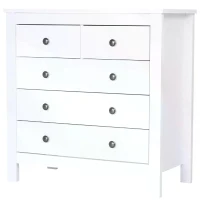 HOMCOM Chest Of Drawers, 5 Drawers, White Storage Cabinet Unit, Furniture for Bedroom, 79x40x80cm(m-11)
