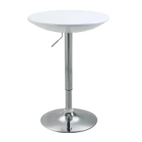 HOMCOM Modern Round Bar Table Adjustable Height Home Pub Bistro Desk Swivel Painted Top with Silver Steel Leg and Base, White(m-12)