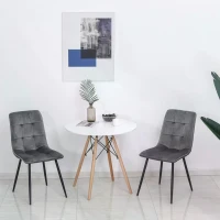 HOMCOM Set Of 2 Armless Flannelette Dining Chairs Home Seat w/ Metal Frame Padding Foot Pads Comfort Support Stylish Office Grey(m-2)
