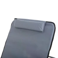 Outsunny 2 Pieces Outdoor Lounger Beach Mat Patio Steel Reclining Chair Set w/ Pillow Sunbath Grey(m-5)