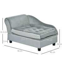 PawHut Pet Sofa Couch Dog Bed Storage Function Cat Removable Cushion Lounge Blue 76 x 45 x 41.5 cm(m-3)