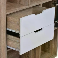 HOMCOM 3-Tier Wooden Storage Cabinet Display Shelf Cupboard with 2 Drawer &  Anti Tilt Brace Wooden Color Grey White(m-5)