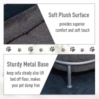 PawHut Pet Sofa Dog Bed Couch Cat Kitten Sponge Removable Cushion Lounge Metal Stand Elegant Bed Seat Furniture Grey 63.5 x 43 x 24.5 cm(m-5)