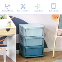 HOMCOM Kids Storage Units with 3 Drawers 3 Tier Chest Vertical Dresser Tower Toy Organizer for Nursery Playroom Kindergarten Blue(m-4)