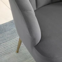 HOMCOM Modern Petal Back Accent Chair, Single Leisure Armchair with Thick Sponge Padding Metal Legs for Living Room, Bedroom, Office, Dark Grey and Gold(m-6)