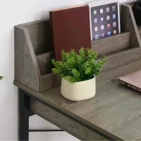 HOMCOM Study Desk with Open Shelves Drawer Writing Table Computer Desk Industrial Design Furniture for Home Office & Study Use Grey(m-13)