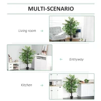 Outsunny 145cm Artificial Banyan Plant Faux Decorative Tree w/ Cement Pot Vibrant Greenery Shrubbery Indoor Outdoor Business Accessory(m-4)