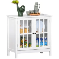 HOMCOM Storage Cabinet Floor Cupboard Kitchen Sideboard Entryway Buffet with Framed Glass Door(m-1)